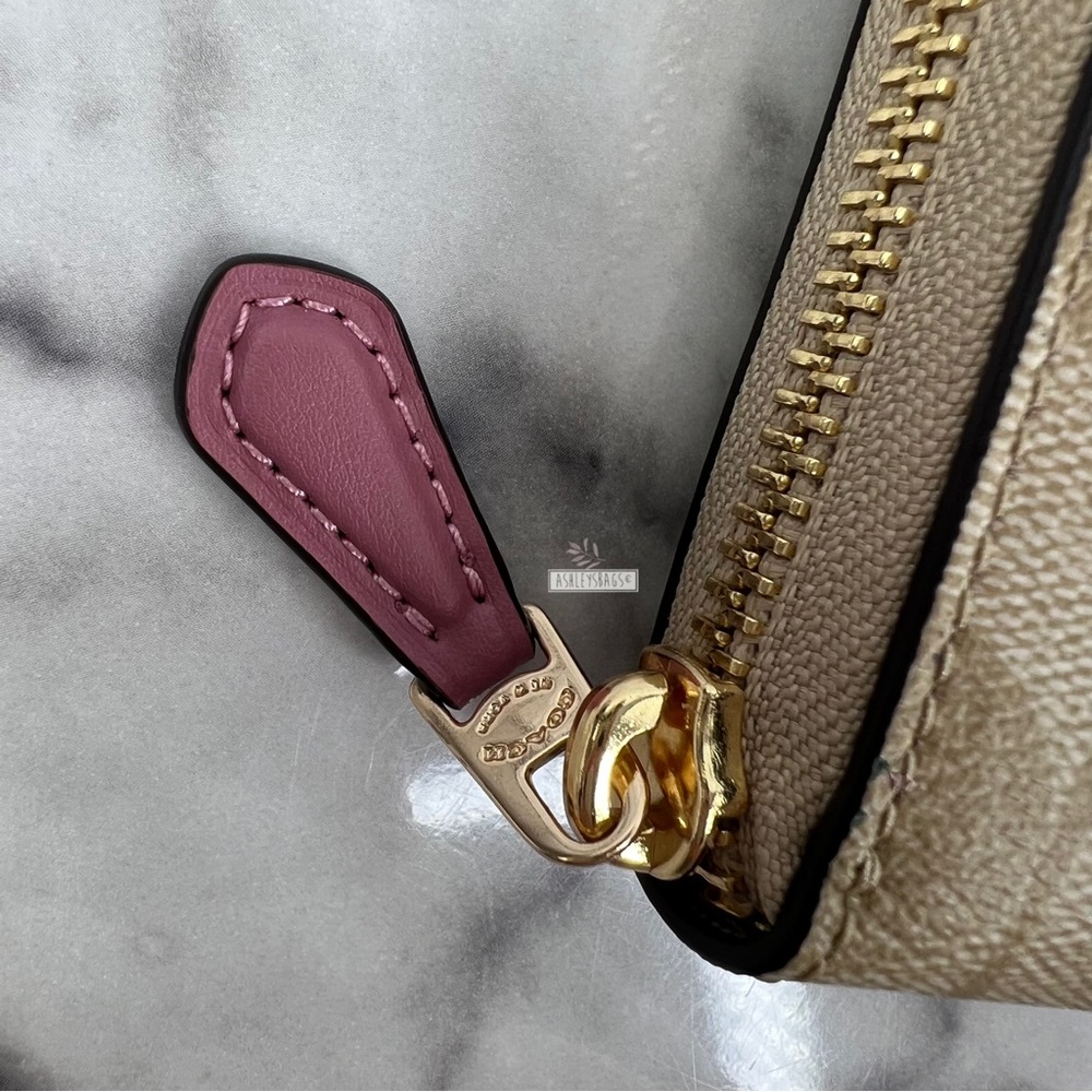 Coach Rose Prairie Signature Large Accordion Zip Wallet - Picture 7 of 10